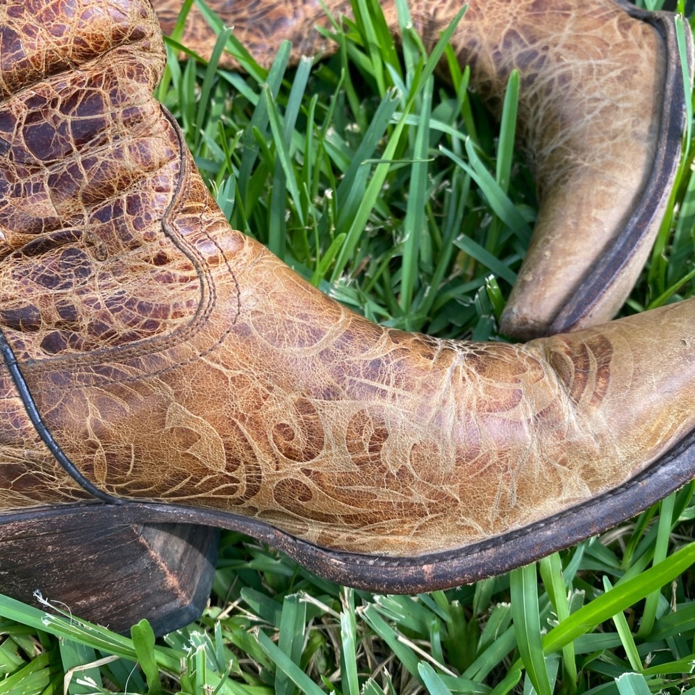 Lucchese 1883 Womens Autumn Dry Leaf Embossed Leather Snip Toe Cowboy Boots 6.5B - Picture 10 of 12